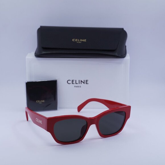 🕶️ New Celine CL40197U 66A Sunglasses - Red Frame, Smoke Lenses - Picture 10 of 10